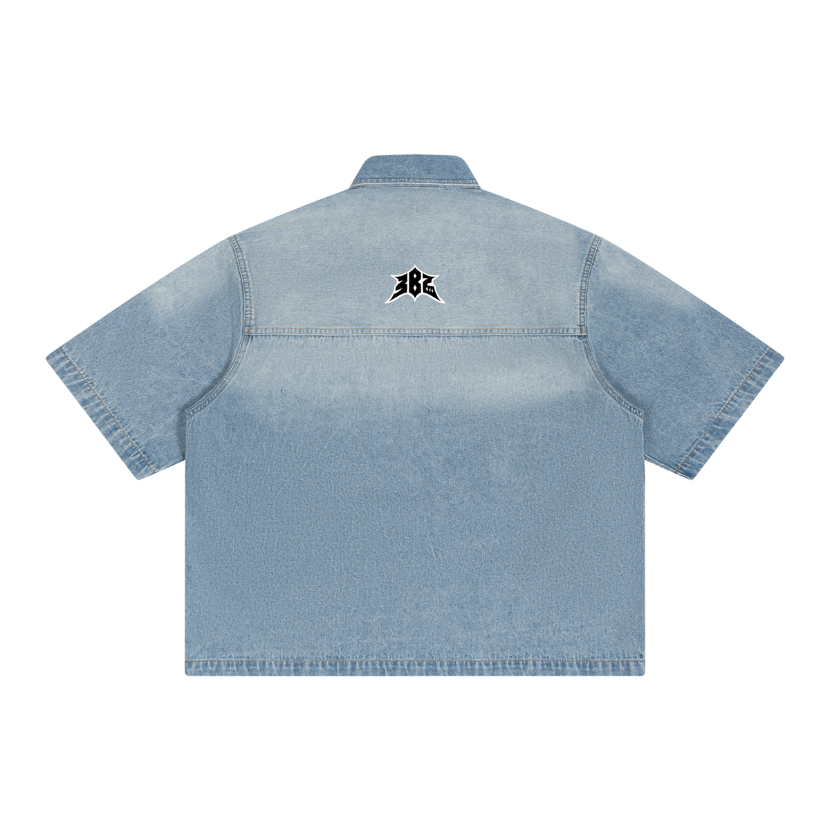 Unisex Vintage Wash Boxy Short Denim Shirt