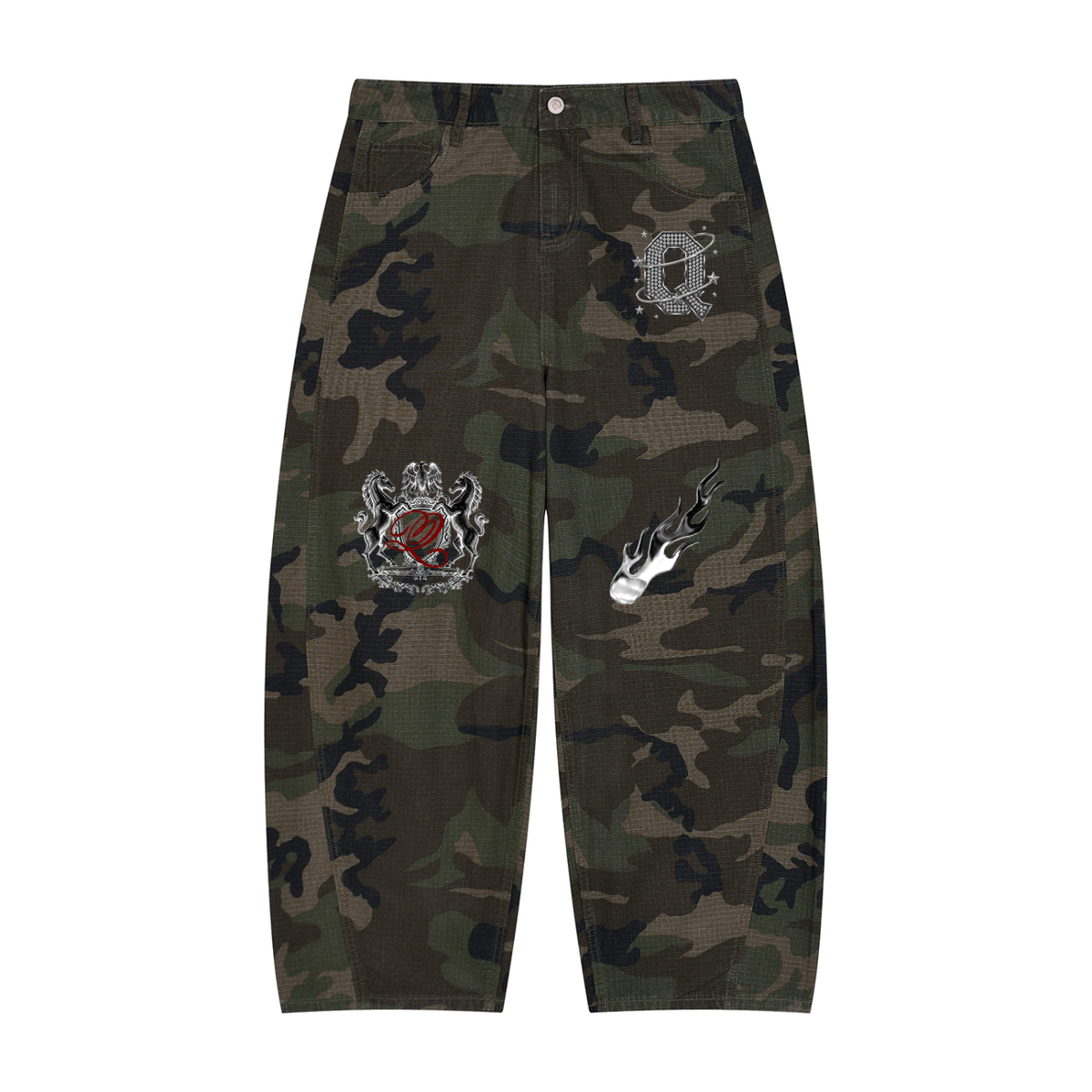 Men’s Camo Barrel Leg Cargo Pants