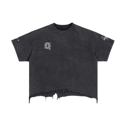 Vintage Wash Boxy Distressed Hem T-Shirt