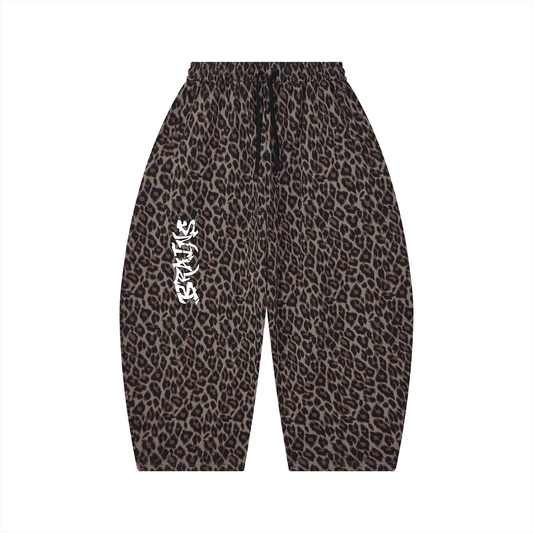 Unisex Leopard Barrel Leg Sweatpants